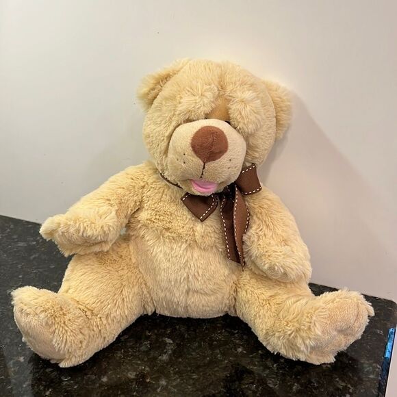 12" Get Your Hands on A Ganz My Teddy Bear Stuff Animal Toy Brown Ribbon PlayKid - Picture 1 of 9